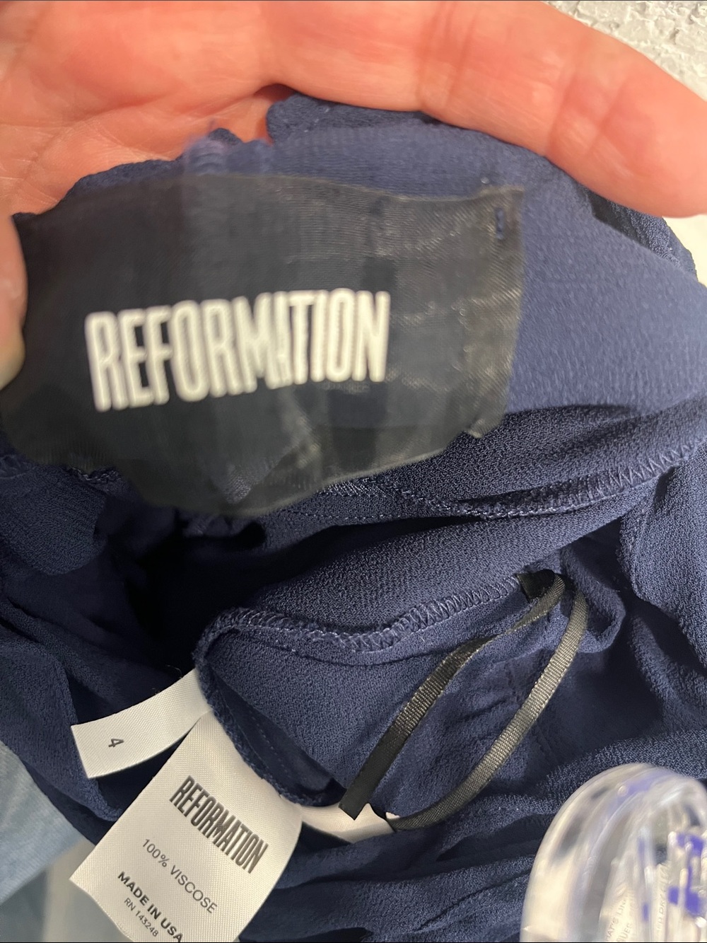 Reformation Navy Plunge V-Neck Maxi Dress READ - Picture 7 of 13